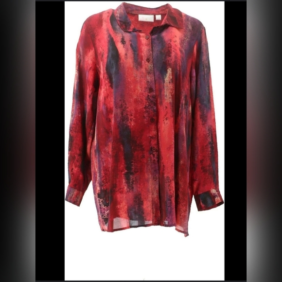 Belle by Kim Gravel Tops - Belle Kim Gravel Pleated Back Watercolor Print Blouse